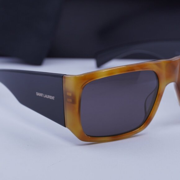 Saint Laurent SL635ACETATE 005 Rectangle Sunglasses - Havana/Black/Grey - Picture 2 of 9
